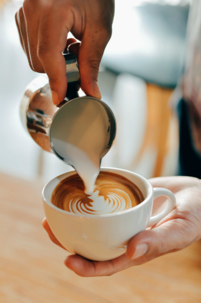 pouring milk for latte art